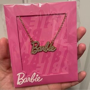 Gold Barbie Script Logo Necklace Necklaces Jewelry